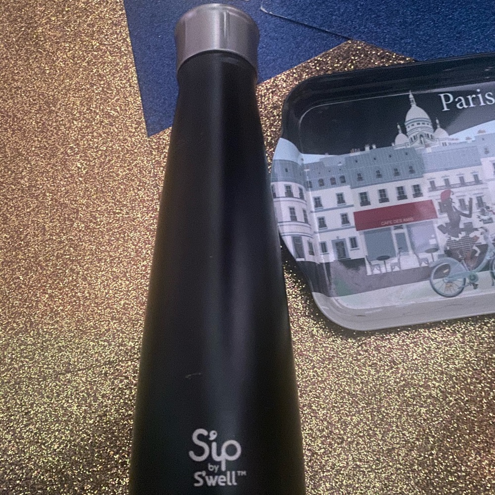 SIP BY SWELL BLK SLVR WATER Bottle WARM-COLD GUC